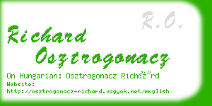 richard osztrogonacz business card